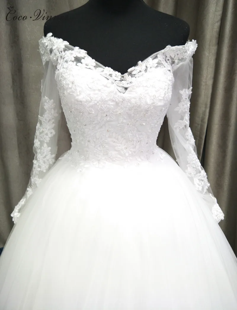 Vestido De Novia с кружевной аппликацией свадебное платье длинным рукавом Осень-зима