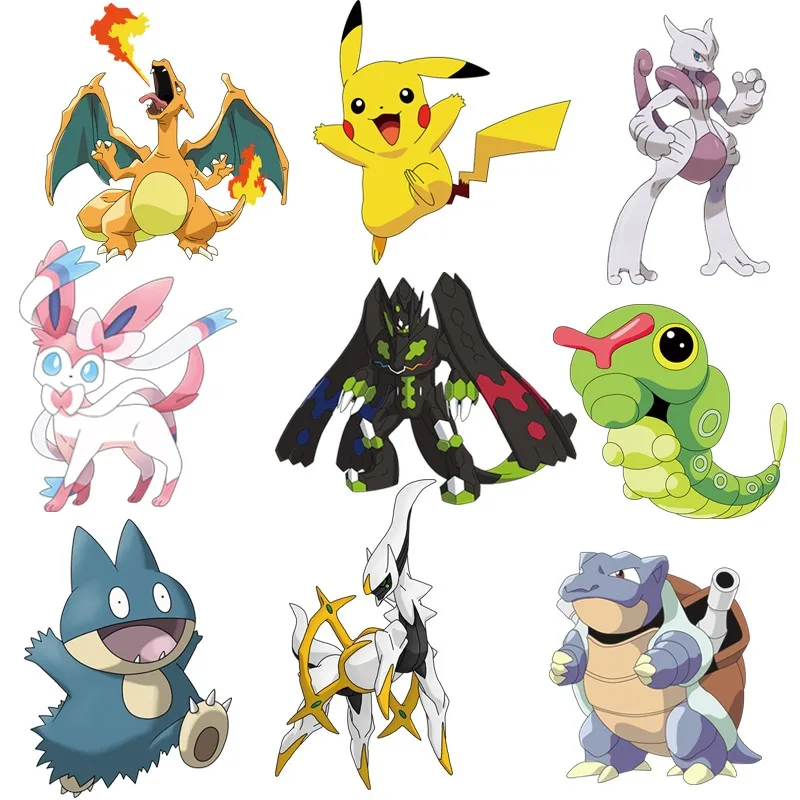 Pikachu iron on patches Pokemon go stripes on clothes stickers heat-sensitive patch application of one applique heat transfer