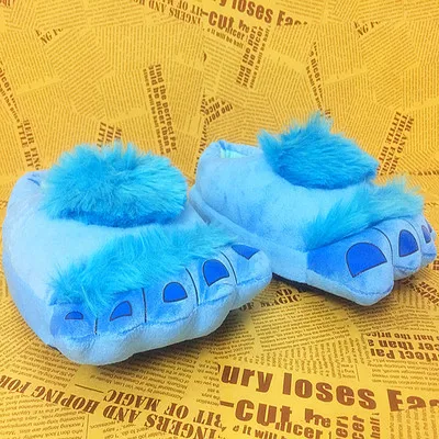 Blue Г., зимние меховые тапочки женские домашние тапочки плюшевые тапочки на Хеллоуин с изображением монстра Хоббита - Цвет: Blue