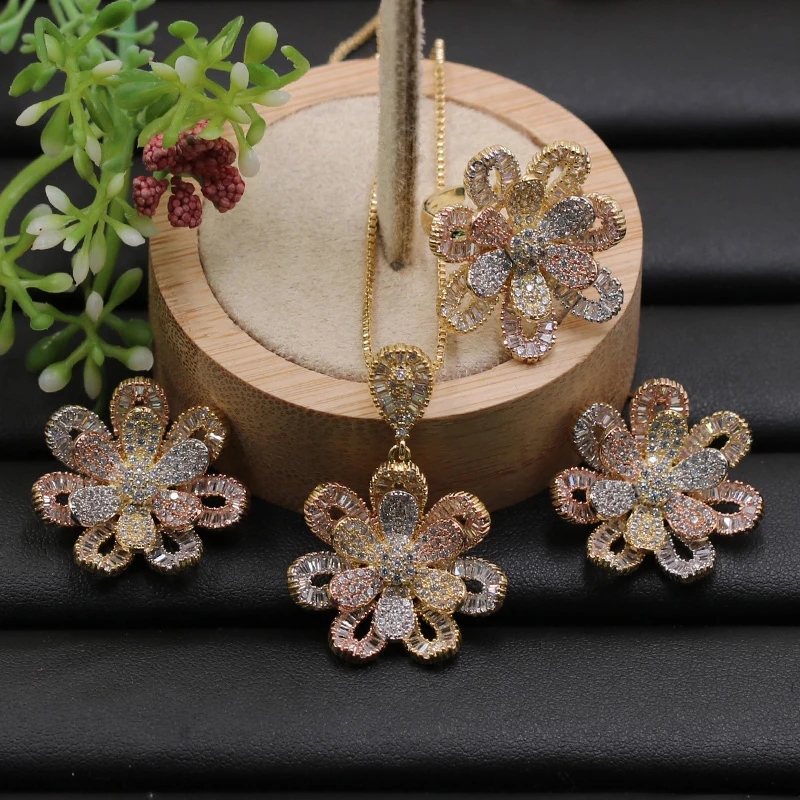 Lanyika набор ювелирных изделий неотерический прекрасный полый цветок микро