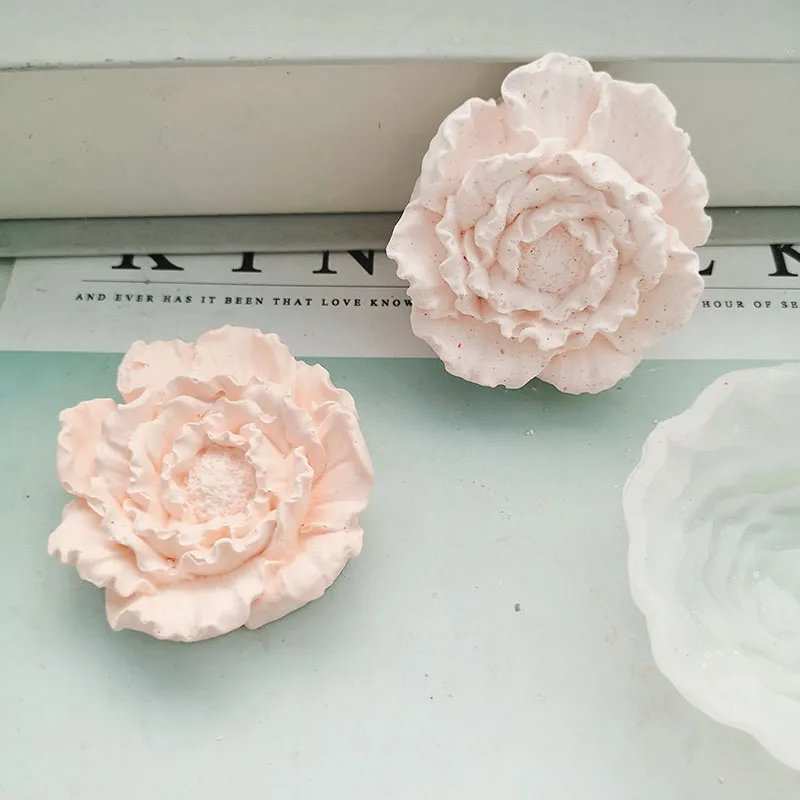 3D Пион цветок силиконовая формочка в виде цветов DIY ароматический гипсовый глиняный формочки для украшения автомобиля гипсовая форма для рукоделия