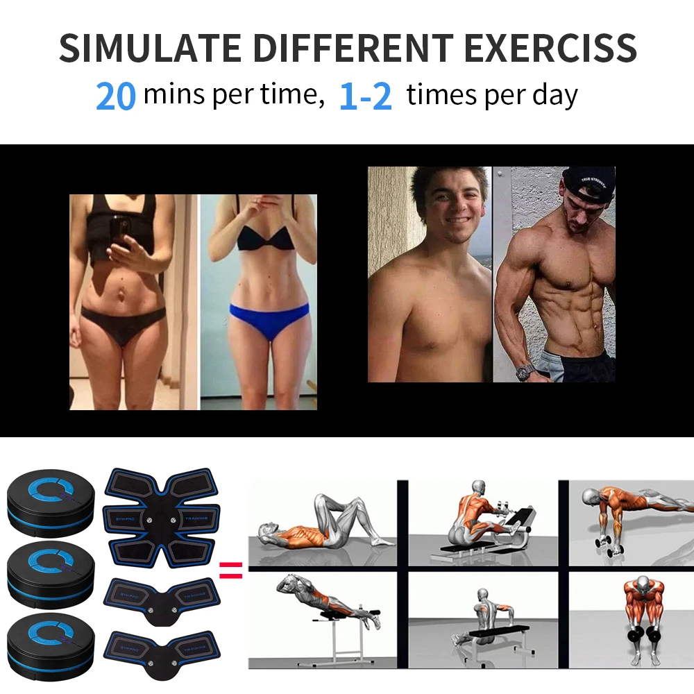 Перезаряжаемый стимулятор ABS мышц брюшной полости EMS тренажер для рук похудения