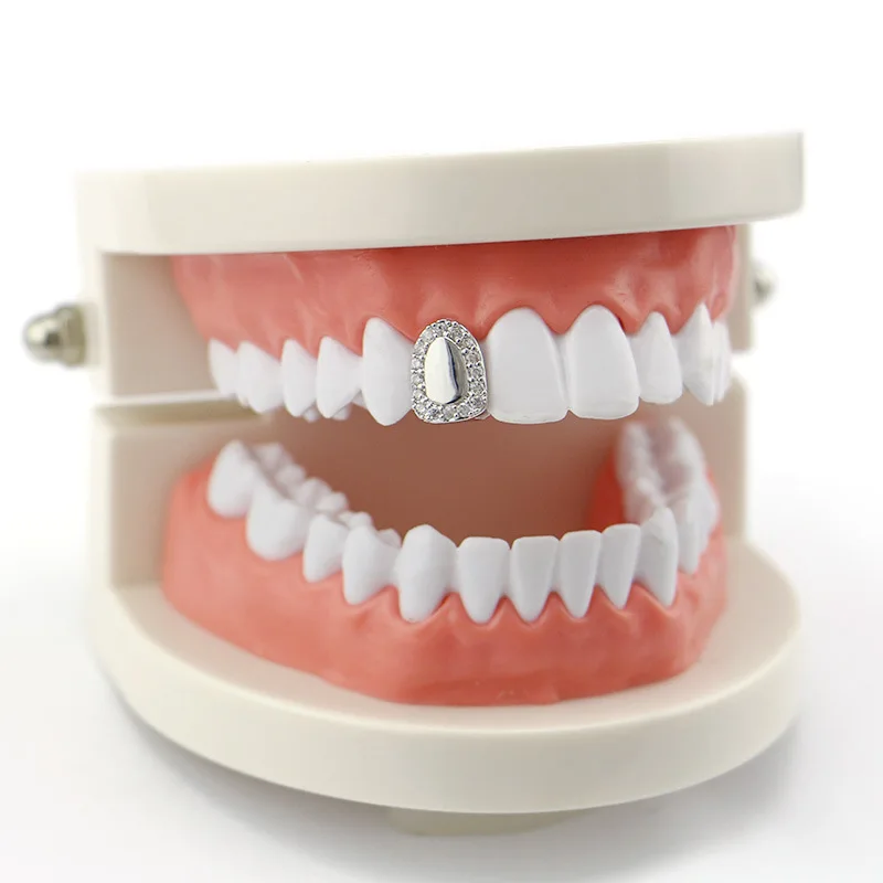 1 шт. Iced out мужские и женские хип-хоп однозубные грилли кепки верхней или нижней зубные Грили украшения для тела