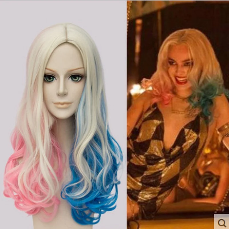 Harleen Quinzel отряд самоубийц Харли Квинн парик длинный центральный пробор Омбре термостойкие синтетические волосы косплей парики+ парик колпачок