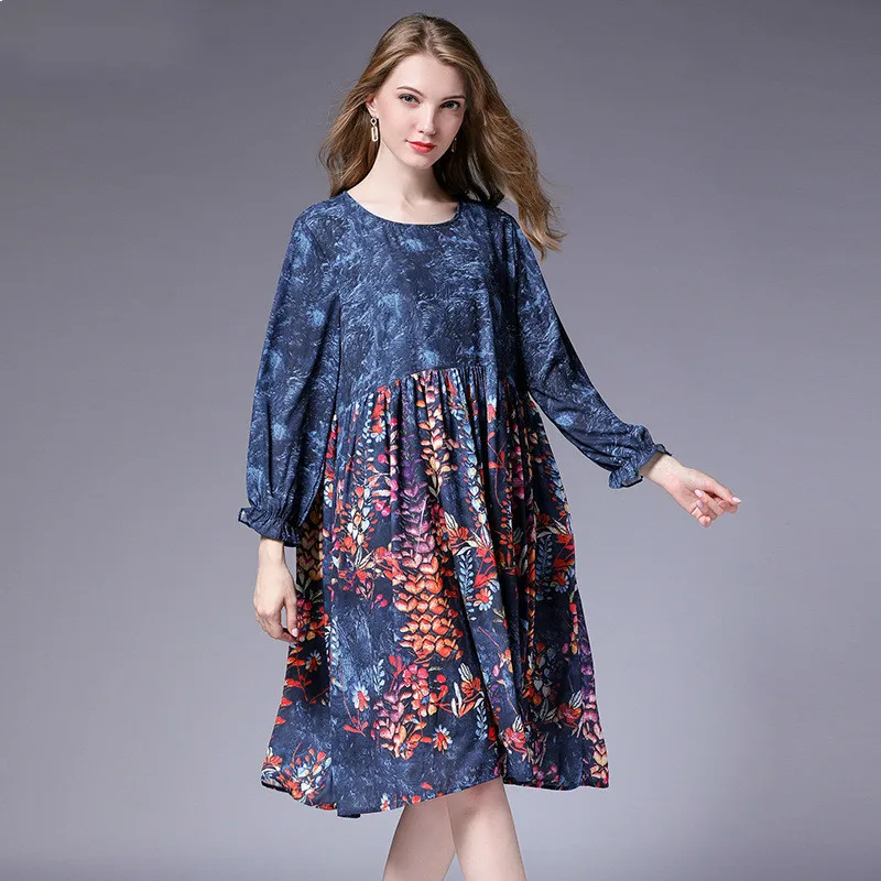 2018 осень новый шаблон печати пикантные вечерние повседневные винтажные платье