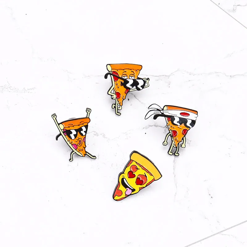 Смешные пиццы человек эмаль булавки значок солнцезащитные очки сердце броши