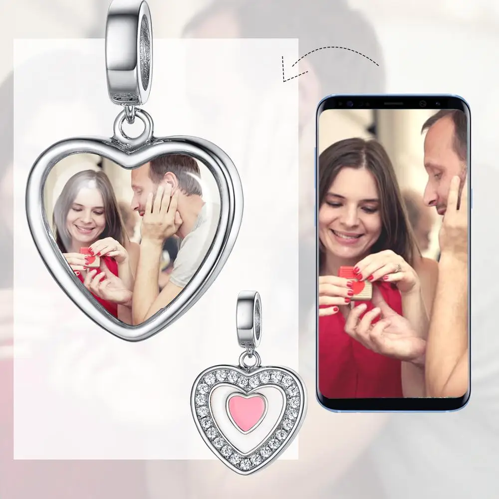 SILVERCUTE личный оберег сердце Подвесные приспособления браслет стерлингового