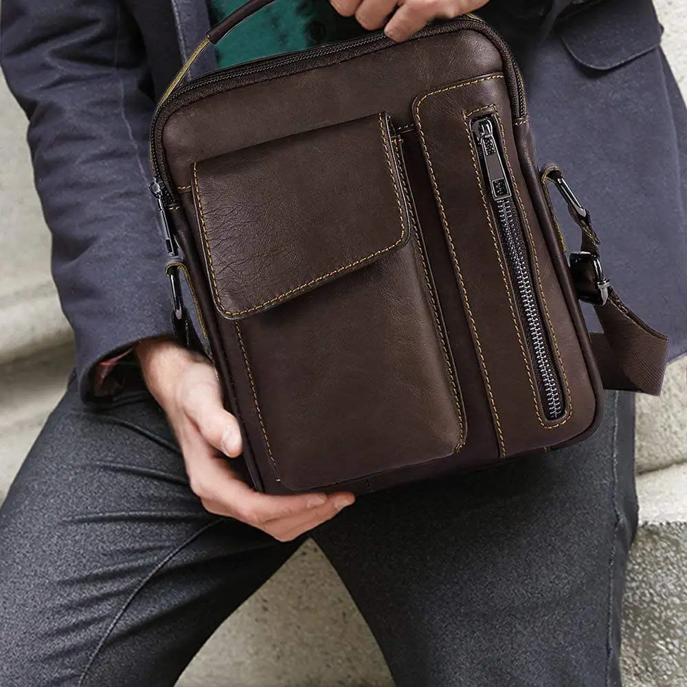 Сумка через плечо из натуральной кожи для мужчин маленький портфель