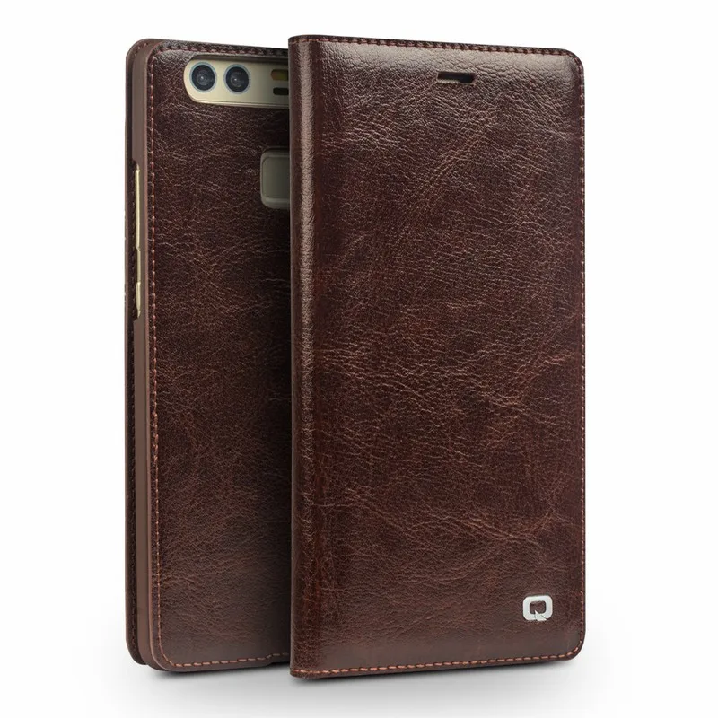 

2016 QIALINO NEW Cases for Huawei Ascend P9 Luxury Genuine Leather Flip Case For Huawei Ascend P9 Full Protective Back Cover