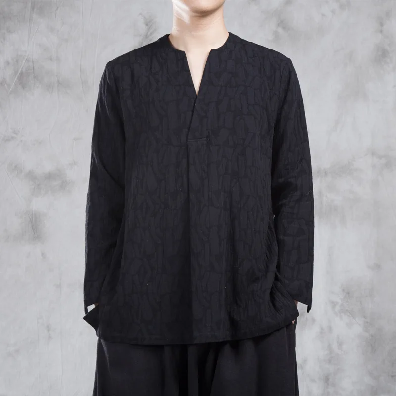 Жаккард весна осень свободные китайский хлопок льняная майка v образный вырез