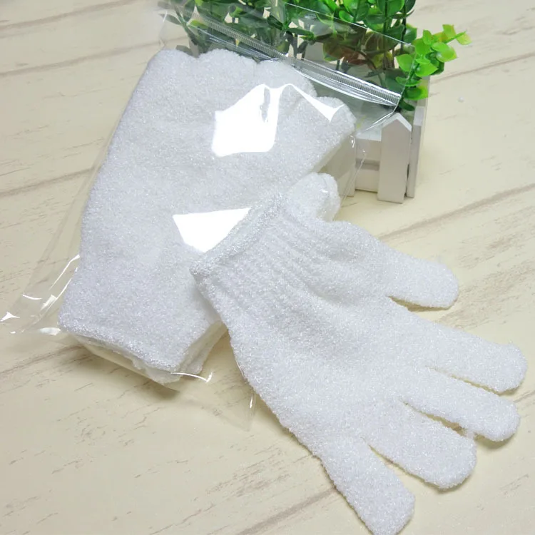 

200pcs White Nylon Body Cleaning Shower Gloves Exfoliating Bath Glove Five Fingers Bath Gloves Bathroom Supplies wen6674
