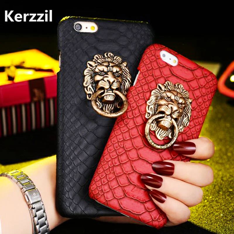 Модные чехлы с головой льва для iPhone 6, 6 S, 7, 8 Plus, змеиная кожа для iPhone 11 Pro, X, XR, XS MAX, держатель для пальцев, задняя крышка, Жесткий Чехол из поликарбоната