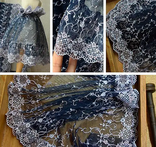 Лидер продаж 5 метров высокое качество темно синяя сетка с кружевной отделкой для