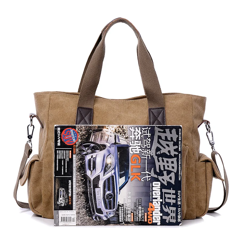 Холщовые модные мужские сумки через плечо однотонная Многофункциональная