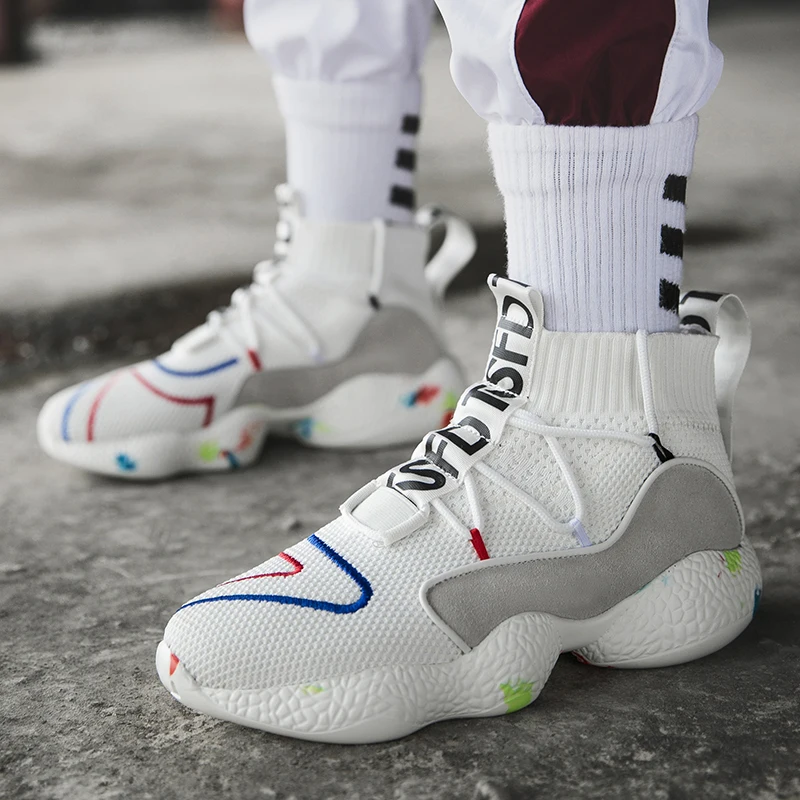 

New Keep Warm Sock Sneakers Women Men Knit Upper Breathable Sport Shoes Chunky Shoes High Top Running Shoes For Man Snow Boots