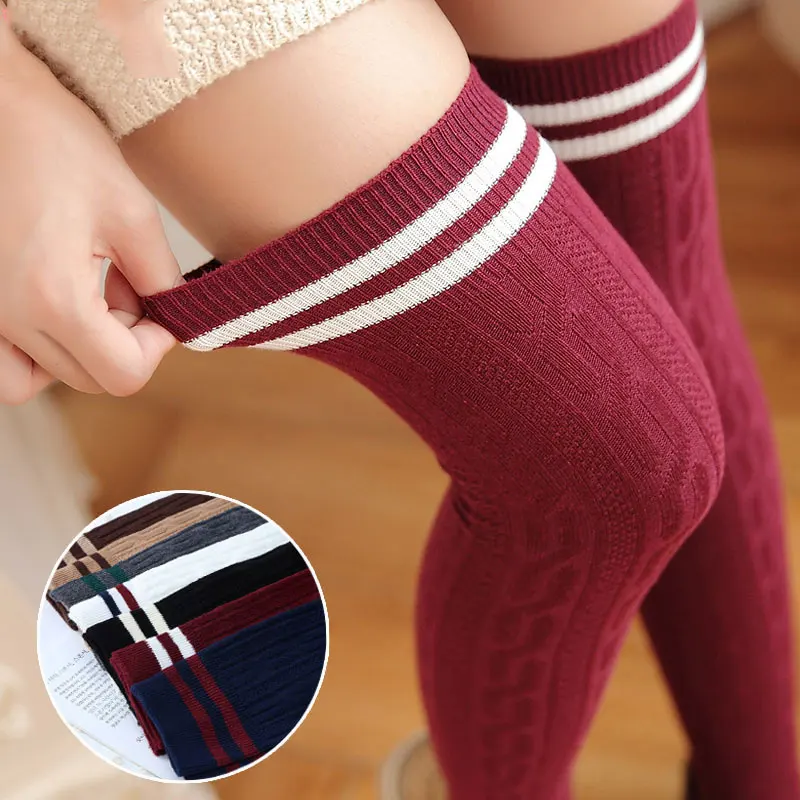 Женские Модные гольфы сексуальные Полосатые длинные чулки для девочек новинка