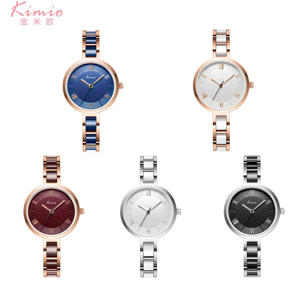 KIMIO Роскошные модные для женщин часы кварцевые браслет Наручные нержавеющая