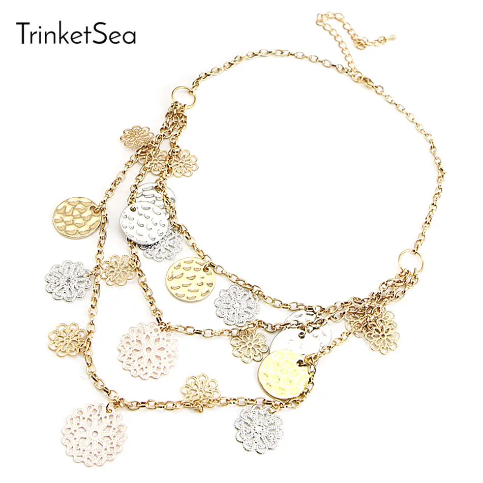 Женские многослойные подвески и ожерелья TrinketSea богемные круглые массивные с