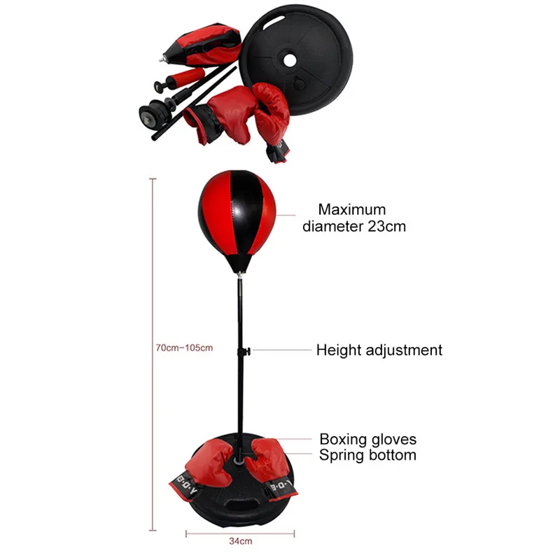 Портативный набор для бокса боксерские перчатки с ручным насосом регулируемой