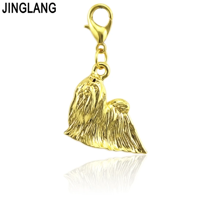 

JINGLANG Pendant Dog Charm Pendants For Jewelry Making Antique Silver Key chain Pendants 12 pcs