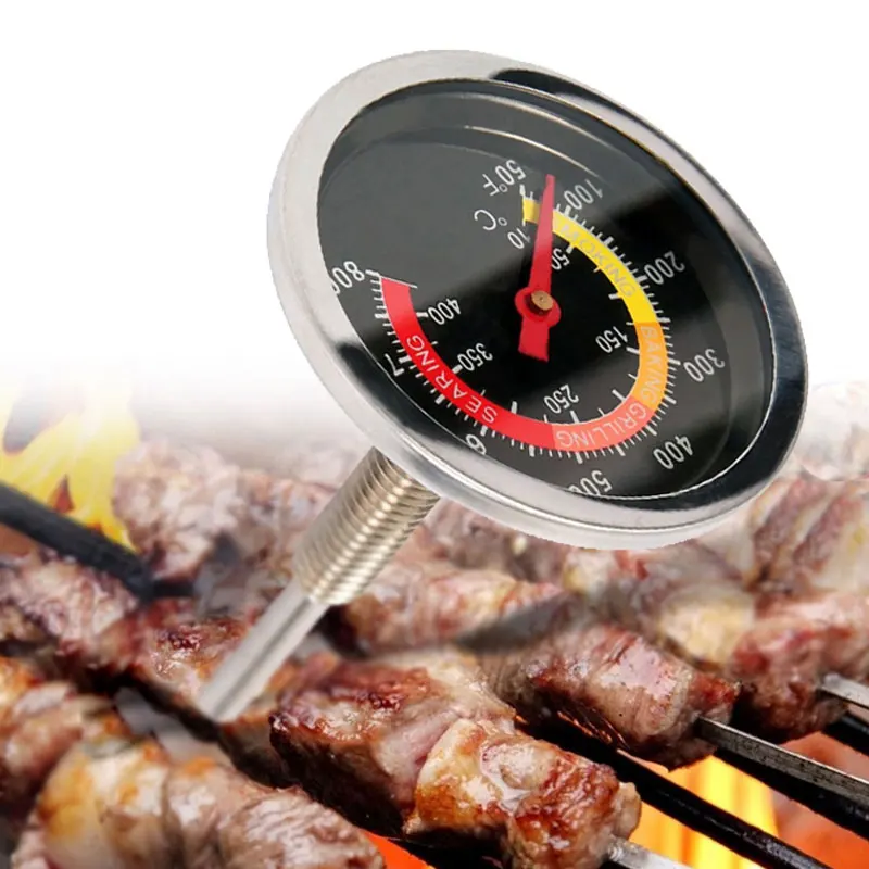 Stainless Steel BBQ Smoker Grill Thermometer Temperature Gauge 50-800 Degrees Fahrenheit