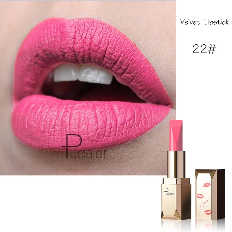 color 22 Pudaier, 26 цветов, матовая губная помада, водостойкая, для макияжа, Batom, телесный, бархатный, стойкий, для губ, губная помада, румяна, коврик для губ - Цвет: color 22