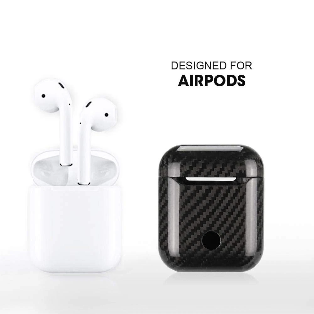 Защитный чехол из настоящего углеродного волокна и кожи для Apple Airpods зарядный