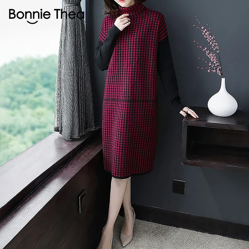 Женское клетчатое плотное эластичное зимнее платье Bonnie Thea женское осеннее