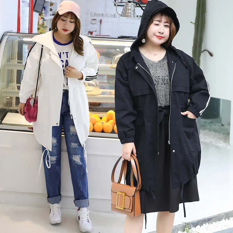 Женский Длинный Тренч с капюшоном Harajuku дизайнерская Весенняя однотонная