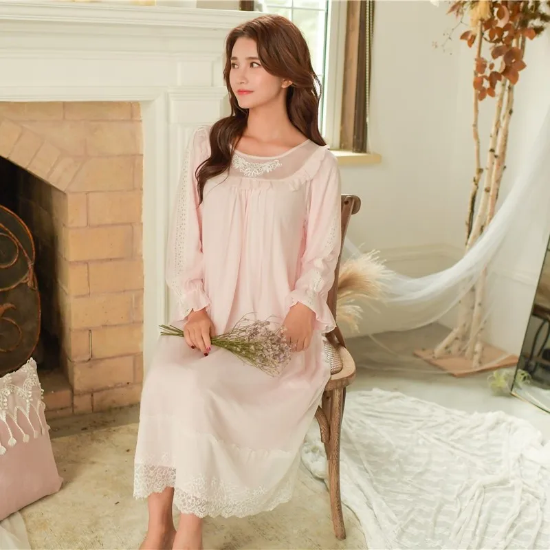 Новинка 2019 весенние винтажные женские длинные ночные рубашки из вискозы с