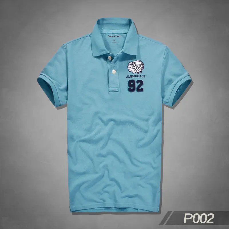 P002 Grey blue Новые мужские рубашки поло, высококачественные хлопковые рубашки с коротким рукавом, дышащие однотонные рубашки поло, Летняя Повседневная Деловая мужская одежда - Цвет: P002 Grey blue