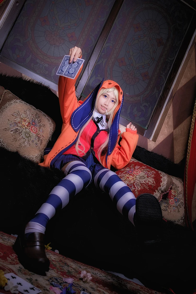 Горячая аниме Kakegurui компульсивный игрок Руна Yomozuki костюмы для косплея Пальто