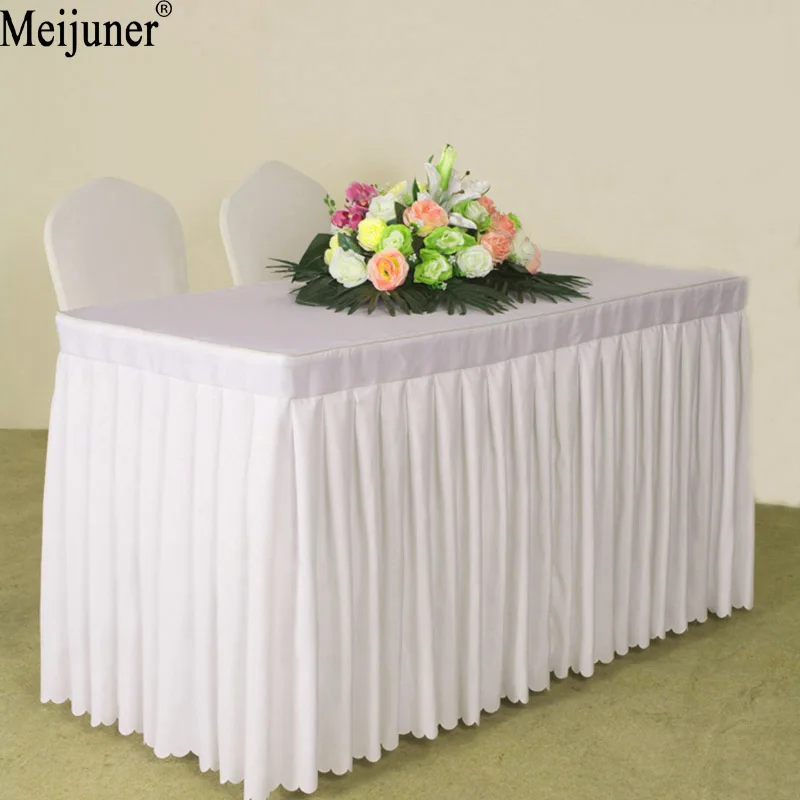 

Meijuner 2021 Hot Hotel Conference Room Table Skirt Polyester Wedding Banquet Table Cover Home Table Cloth