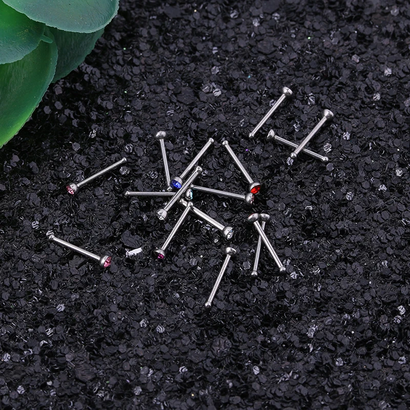10 шт. шпильки для носа из нержавеющей стали хрустальные стразы крючки кольца