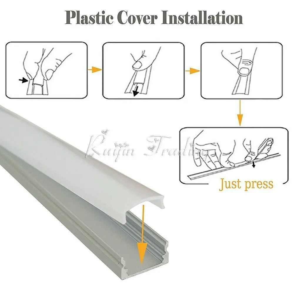 50cm U YW V Shape Aluminum Channel Holder For Bar Under Cabinet Led Rigid Light Lamp Profile Clips Strip Cover With 2 Buckle |