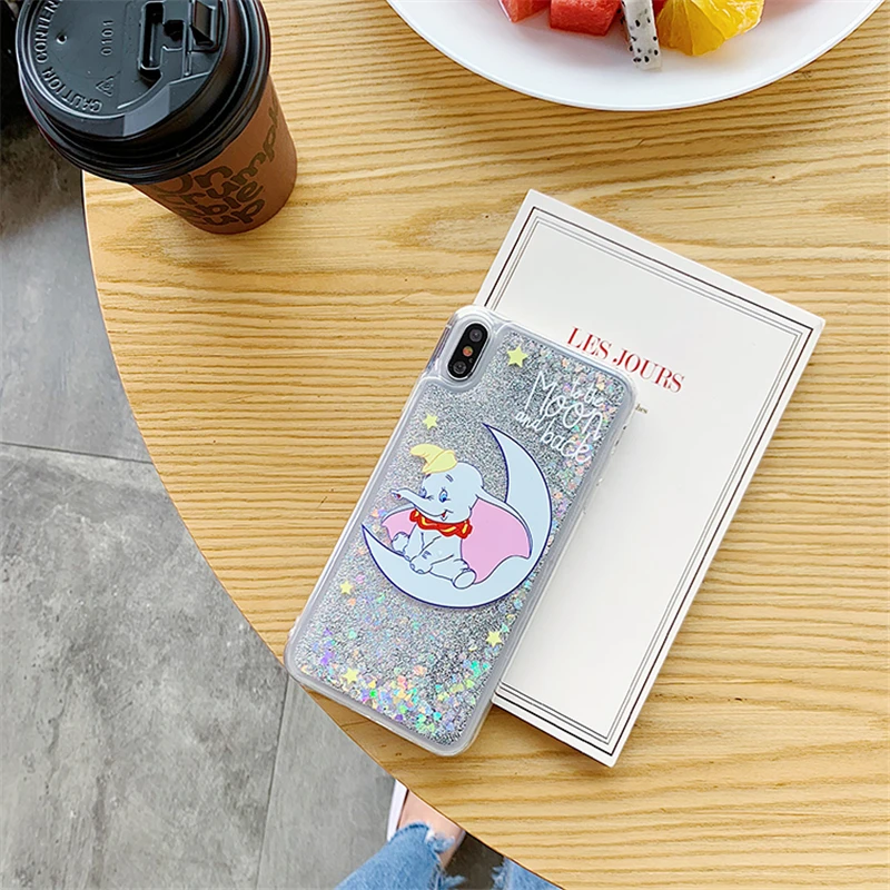 Moon слон Дамбо с блестками жидким песком чехол для samsung Galaxy A50 A30 A10 M10 M20 J3 J4 J6 J8 A6 A7 A8 A9 S10 Lite S9 плюс