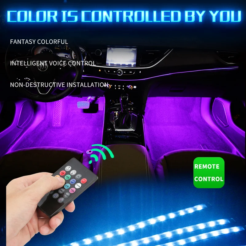 Сова LED 4 шт. автомобильные RGB Светодиодные полосы музыкальное управление