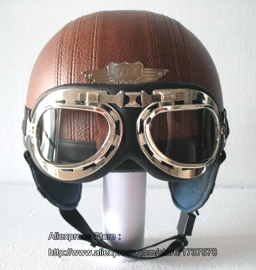 Open Face Casco Full Brown Helmet 