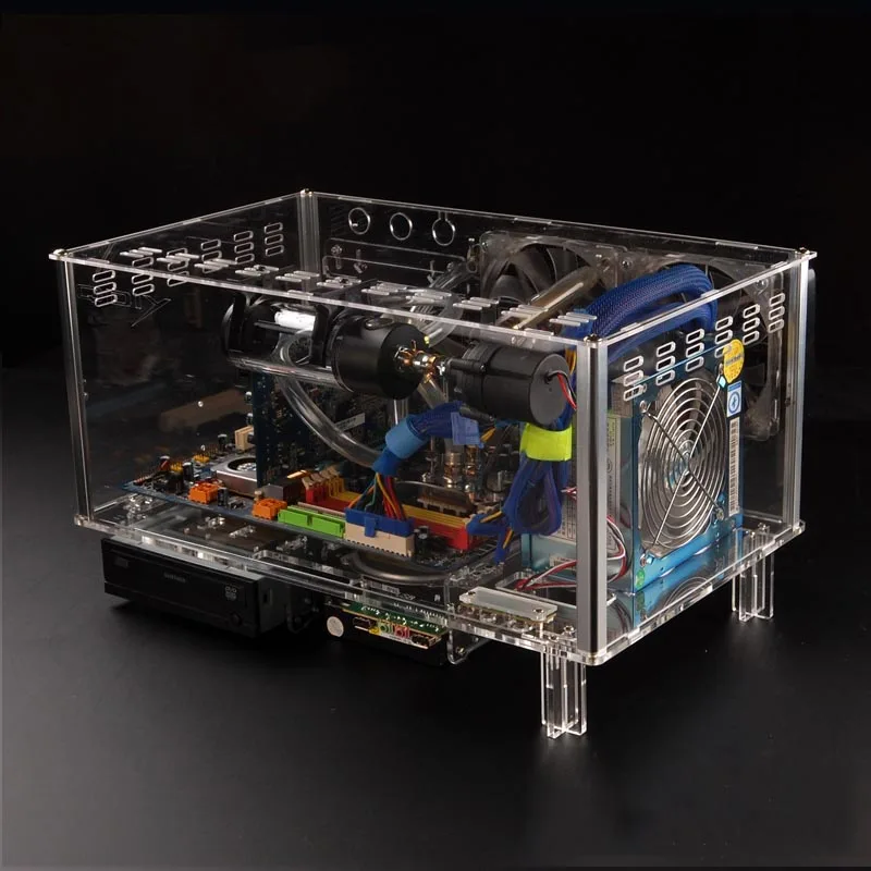 QDIY PC D779XM горизонтальный MircoATX HTPC акриловый прозрачный Настольный ПК водяного