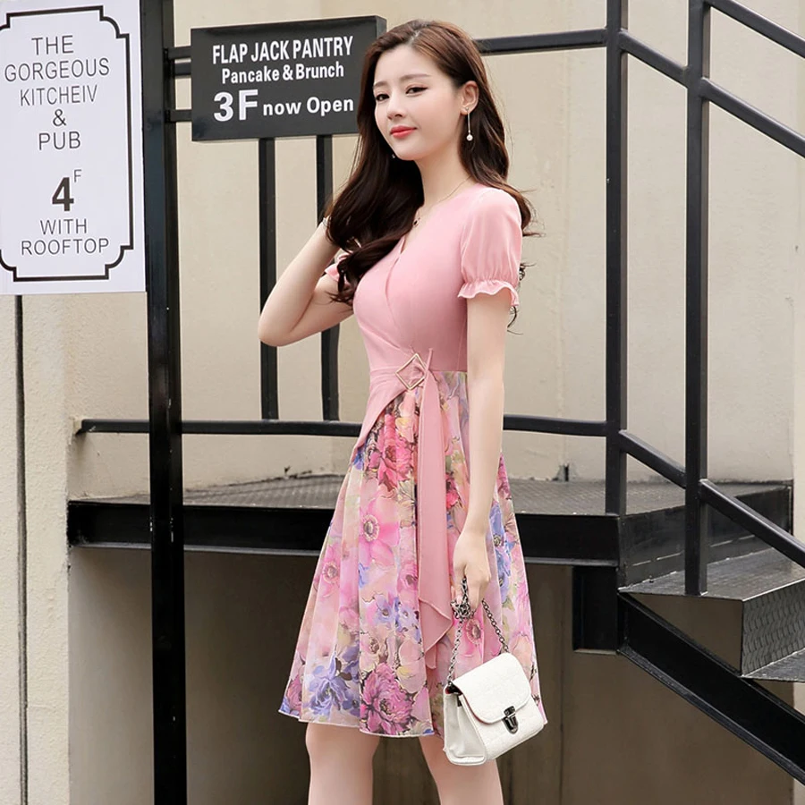 Женское шифоновое платье большого размера с принтом винтажное лоскутное Jurk для