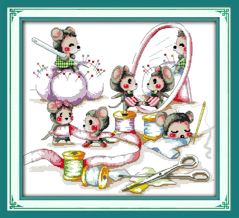 Маленький портной напечатанный на холсте DMC подсчитанные китайские наборы для