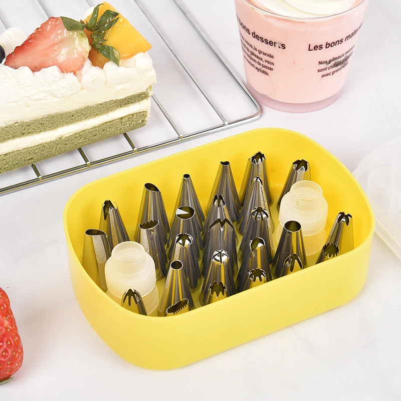27Pcs/lot DIY Stainless Steel Pastry Nozzles Tip Sets Icing Piping Cream 25Pcs Nozzles Reusable Baking Tools Kitchen Accessories