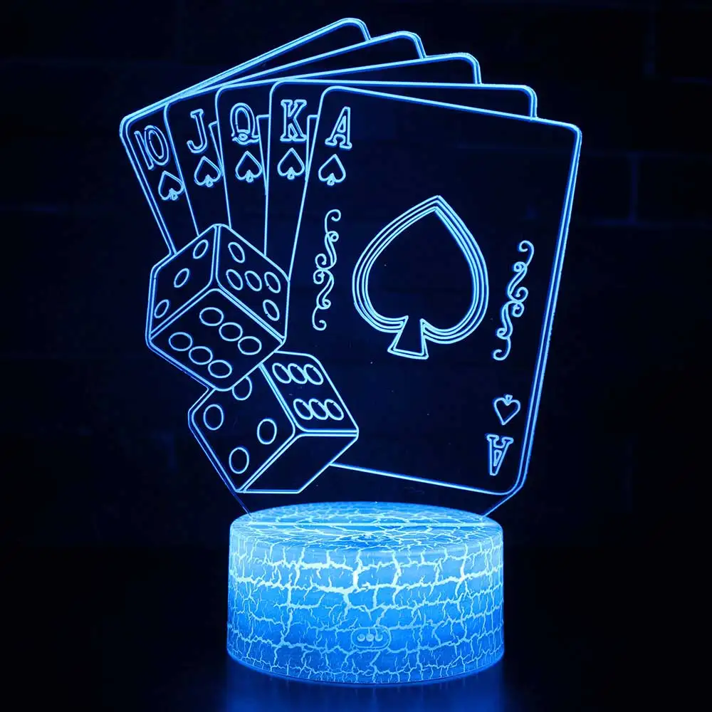 Покер светодиодный LED лампы для ночного света Оптическая иллюзия 7 цветов Touch