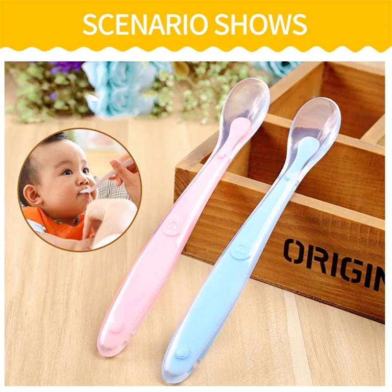 Силиконовые детские столовые приборы с милой улыбкой детская ложка ручка для