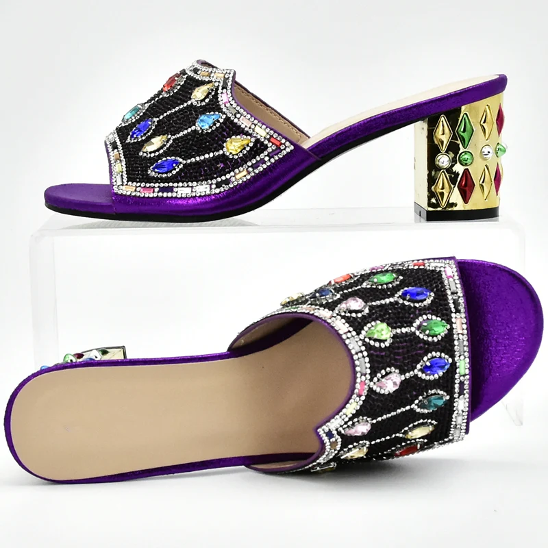 Новый итальянский комплект из обуви и сумки в нигерийском стиле украшенный