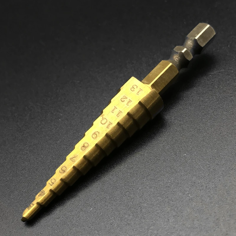 3-13mm Gold Гитарный мост штырьковое отверстие ручной расширитель звукосниматель lutier инструмент Т-образная стальная ручка коническая 6 рифленая фаска Reaming DIY работник по дереву - Цвет: 3-13mm Gold