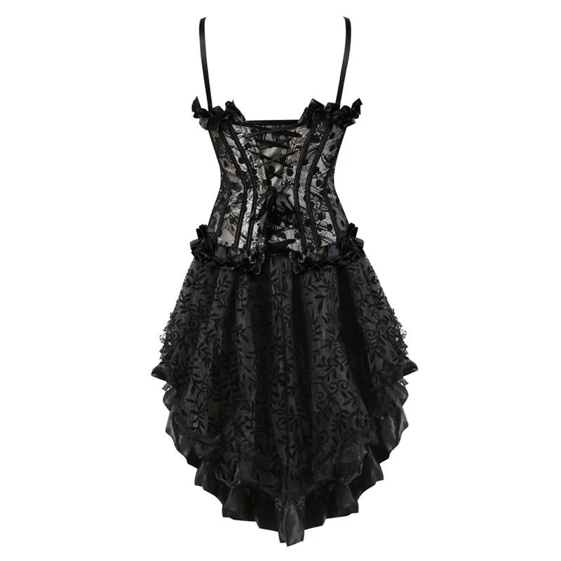 Corset Dress for Women Plus Size Dot Skirt Floral Lace with Straps Sexy Lingerie Corselet Red Black | Женская одежда