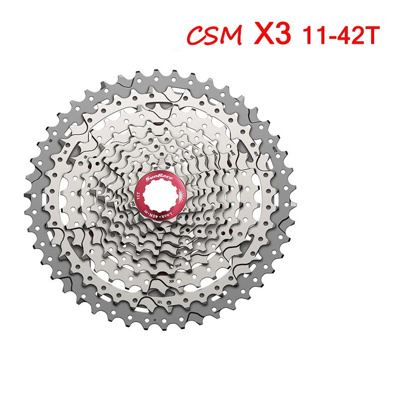 Sunracing 10 S кассета CSMS3 CSMX3 11-40T11-42T 11-46 T MTB велосипедная обгонная муфта Moutain велосипедная кассета Fit Shimano SRAM маховик - Color: 10S-X3-Sliver-11-42T