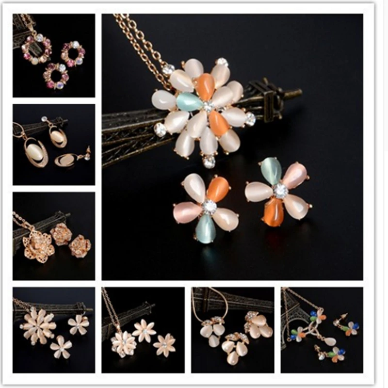 Женский комплект из колье и серёг с кристаллами|jewelry sets wedding|earrings necklace jewelry setjewelry |