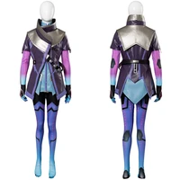 ow cosplay adult women sombra hacker cosplay costume purple coat jacket dress suit jumpsuit halloween cosplay costume